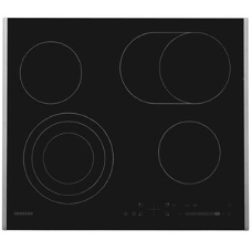 Встраиваемая электрическая панель Samsung NZ64T3536DK/WT 59 x 50.5 x 5.2 см., электронное управление, 15 степеней мощности, автоматическое отключение, защита от детей, блокировка управления, дисплей, 4 конфорки, 2 с зоной расширения, рамка из нержавеющей стали, корпуса черный