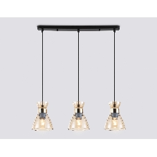 Светильник Ambrella light TR3404/3 BK/FGD/TI черный/золото/янтарь E27/3 max 60W 550*135*1000