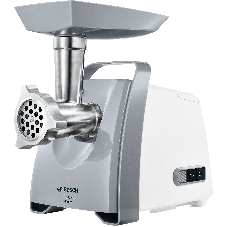Мясорубка электрическая Bosch MFW 66020 белый/серый, 1800 Вт, 3.0 кг/мин, реверс, защита от перегрузки, насадки - 5