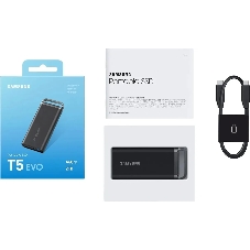 Внешний SSD Samsung T5 EVO, 2TB, USB 3.2 Gen 1 Type-C, R/W 460/460, черный