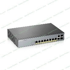 Коммутатор Zyxel GS1350-12HP, 10xGE (8xPoE+), 2xSFP, бюджет PoE 130 Вт, дальность передачи питания до 250 м, автоперезагрузка PoE-портов, повышенная защита от перенапряжений и электростатических разрядов