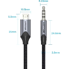 Кабель Vention USB Micro B M/Jack 3,5 mm M - 1.5 м