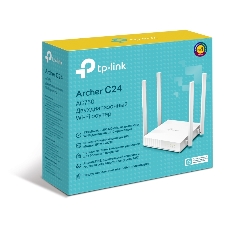 Роутер беспроводной TP-Link Archer C24 AC750 10/100BASE-TX белый