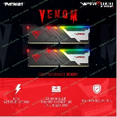 Оперативная память Patriot Viper Venom, DDR5, 32Gb (2x16Gb), 6400MHz, CL32, DIMM, с радиаторами, RGb, черный