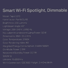 Умная диммируемая Wi-Fi лампа TP-Link Tapo L610