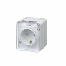 Розетка 1-м ОП AtlasDesign Profi54 16А IP54 250В с заземл. защ. шторки белый SchE ATN540145