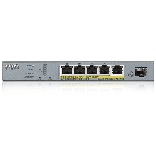 Коммутатор Zyxel GS1350-6HP, 4xGE PoE+, 1xGE PoE++ (802.3bt), 1xSFP, бюджет PoE 60 Вт, дальность передачи питания до 250 м, автоперезагрузка PoE-портов, повышенная защита от перенапряжений и электростатических р