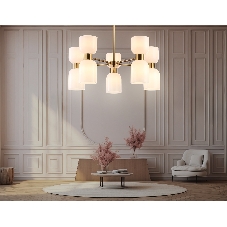 Люстра Ambrella light LH56093/10 BS/FR латунь/белый матовый E14*10 max 40W D700*510