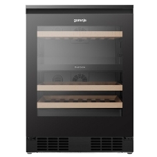 Встраиваемы е винный шкаф Gorenje WCU68F6BG4WF, объем 138 л, вместительность 46 бутылок, 4 полки, цифровой дисплей, Wi-Fi, LED освещение, защита от УФ-излучения, энергоэффективность А+, черный