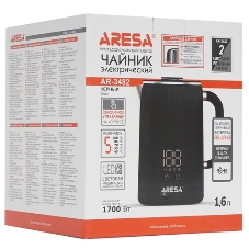 Электрочайник Aresa AR-3481 серый, 1.6 л, 1700 Вт, скрытый нагревательный элемент, поддержание температуры