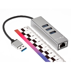 Переходник Telecom USB 3.0 - RJ-45 1000Mbps +3 USB3.0, Aluminum Shell, 0.2м TA311U