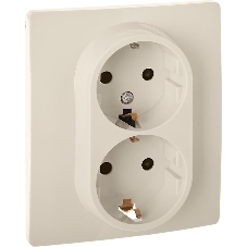 Розетка двойная с заземлением - Legrand/Daccord Inspiria - со шторками в сборе 16А 250В винтовые зажимы - слоновая кость (кратно 10)