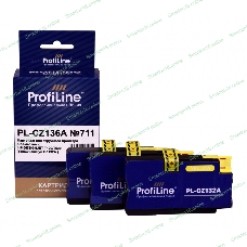 Картридж ProfiLine PL-CZ136A №711 для принтеров HP DESIGNJET T120/T520 Yellow (3 шт/уп CZ132A)