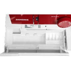 Швейная машина Janome 1522RD белый/красный, электромеханическая, вертикальный качающийся, 25 операций, петля автомат