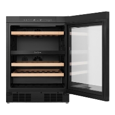 Встраиваемы е винный шкаф Gorenje WCU68F6BG4WF, объем 138 л, вместительность 46 бутылок, 4 полки, цифровой дисплей, Wi-Fi, LED освещение, защита от УФ-излучения, энергоэффективность А+, черный