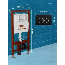 Инсталляция BAU PRO для подвесного унитаза, клавиша смыва BAU Dream для инсталляции, черный матовый