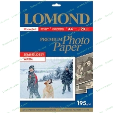 Фотобумага ПРЕМИУМ для стр.печати Lomond А4, 195 г/м2 односторонняя Warm Semi- Glossy (20л)