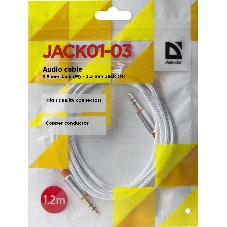 Кабель аудио Defender 3.5мм 1.2M Jack M- Jack M белый