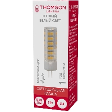 Лампа светодиодная Thomson TH-B4232 7Вт цок.: G4 капсул. 220B 3000K св. свеч. бел. теп. (упак.: 1 шт)