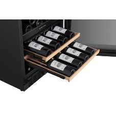Встраиваемы е винный шкаф Gorenje WCU68F6BG4WF, объем 138 л, вместительность 46 бутылок, 4 полки, цифровой дисплей, Wi-Fi, LED освещение, защита от УФ-излучения, энергоэффективность А+, черный