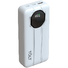 Портативный аккумулятор TOLT Lit KP226 White, 20000mAh, 22,5W, fast charging and PD, white, CCC/ Powerbank TOLT Lit KP226 White, 20000mAh, 22,5W, fast charging and PD, white, CCC