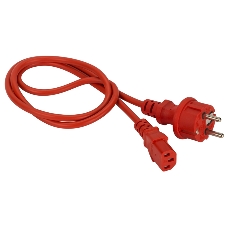 Шнур питания Lanmaster C13-Schuko прямая, 3х0.75, 220В, 10А, красный, 5 метров