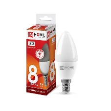 Лампа светодиодная LED-СВЕЧА-VC 8Вт 230В E14 6500К 720лм IN HOME 4690612024806 Лампа светодиодная LED-СВЕЧА-VC 8Вт 230В E14 6500К 720лм IN HOME 4690612024806