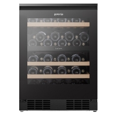 Встраиваемы е винный шкаф Gorenje WCU68F6BG4WF, объем 138 л, вместительность 46 бутылок, 4 полки, цифровой дисплей, Wi-Fi, LED освещение, защита от УФ-излучения, энергоэффективность А+, черный
