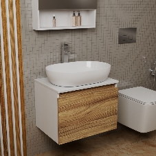 Комплект для ванной, 3 предмета (Тумба подвесная Bau Blackwood 60 + Раковина BAU 59х40, Смеситель высокий Hotel Still, нерж. сталь)