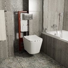 Комплект BAU 6 в 1: усиленная инсталляция BAU IDEAL, унитаз подвесной безободковый Bau Stil 51х35, сиденье дюропласт микролифт, клавиша BAU Round, хром