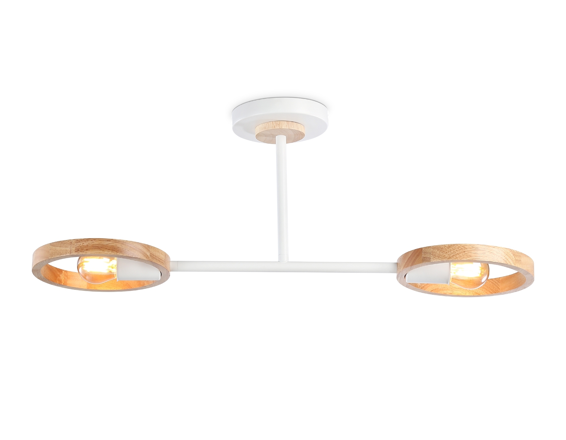 Светильник Ambrella light TR8243/2 WH/LWD белый/светлое дерево E27/2 max 40W 590*165*220