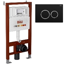 Инсталляция BAU PRO для подвесного унитаза, клавиша смыва BAU Dream для инсталляции, черный матовый