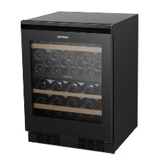 Встраиваемы е винный шкаф Gorenje WCU68F6BG4WF, объем 138 л, вместительность 46 бутылок, 4 полки, цифровой дисплей, Wi-Fi, LED освещение, защита от УФ-излучения, энергоэффективность А+, черный