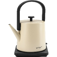 Чайник электрический Vitek VT-WK1001 0.8л. 1000Вт белый/черный корпус: металл