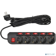 Сетевой фильтр Buro 500SH-5-SW-B 5 м, 5 розеток, черный, коробка