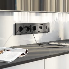 Накладка для двойной розетки Еthernet RJ-45 (графит матовый)