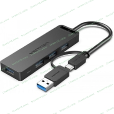 Концентратор Vention OTG USB-C+USB 3.0/4xUSB 3.0 порта черный - 0.15м. Концентратор Vention OTG USB-C+USB 3.0/4xUSB 3.0 порта черный - 0.15м.