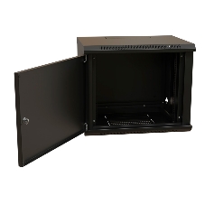 Шкаф коммутационный WRline (WR-TW-1245-SR-RAL9004) настенный 12U 600x450 мм пер. дв. металл 2 бок. пан. 60 кг черный 370 мм 650 мм IP20 сталь