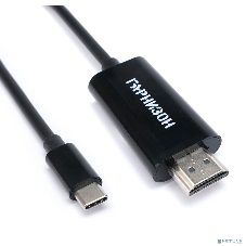Кабель-переходник с Type-C на HDMI Гарнизон GCC-A-CM-HDMI-1.8M, v1.4, 1.8м, черный, пакет