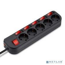 Сетевой фильтр Buro 500SH-5-SW-B 5 м, 5 розеток, черный, коробка