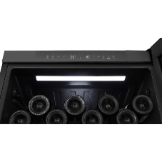 Встраиваемы е винный шкаф Gorenje WCU68F6BG4WF, объем 138 л, вместительность 46 бутылок, 4 полки, цифровой дисплей, Wi-Fi, LED освещение, защита от УФ-излучения, энергоэффективность А+, черный
