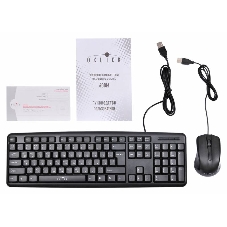 Комплект клавиатура+мышь Oklick 600M проводной, USB, 1200 DPI, чёрный