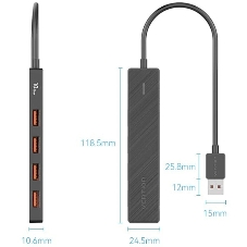 USB-концентратор Vention CHOBB, USB, USB Type-C/USB 4 порта, USB