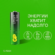 Батарея GP Ultra Plus Alkaline 15AUPA21-2CRSB4 AA (4шт) блистер