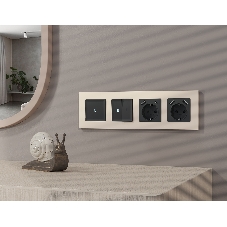 Комплект механизма электрической розетки ALFA Черный матовый 2USB A+C 20W (быстрая зарядка) с/з QUANT (AP8100, VM160) MA810010