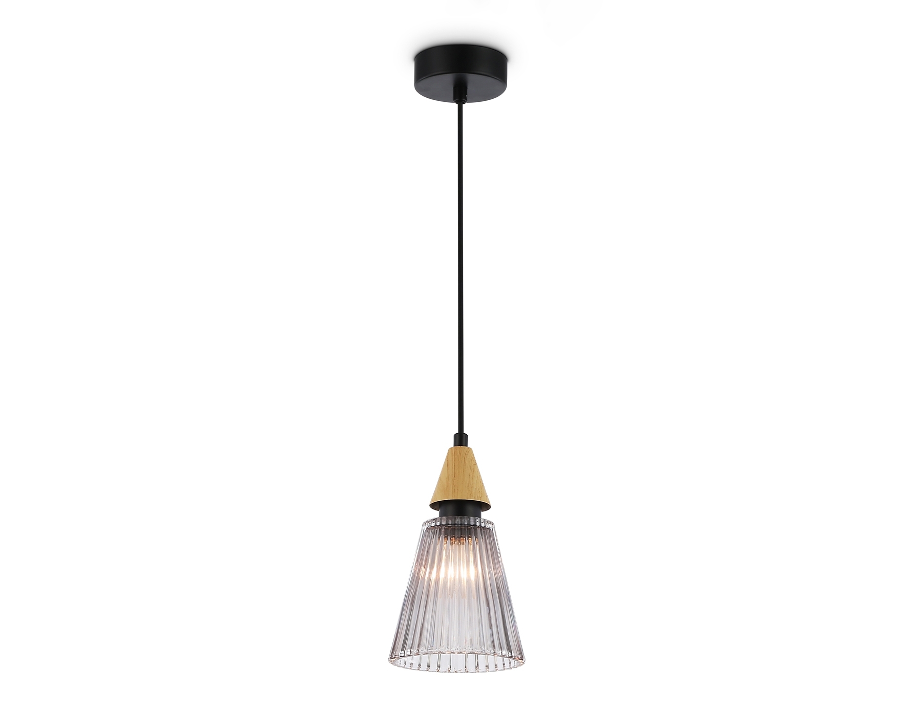 Светильник Ambrella light LH58111 BK/LW/SM черный/светлое дерево/дымчатый E14 max 40W D110*1500