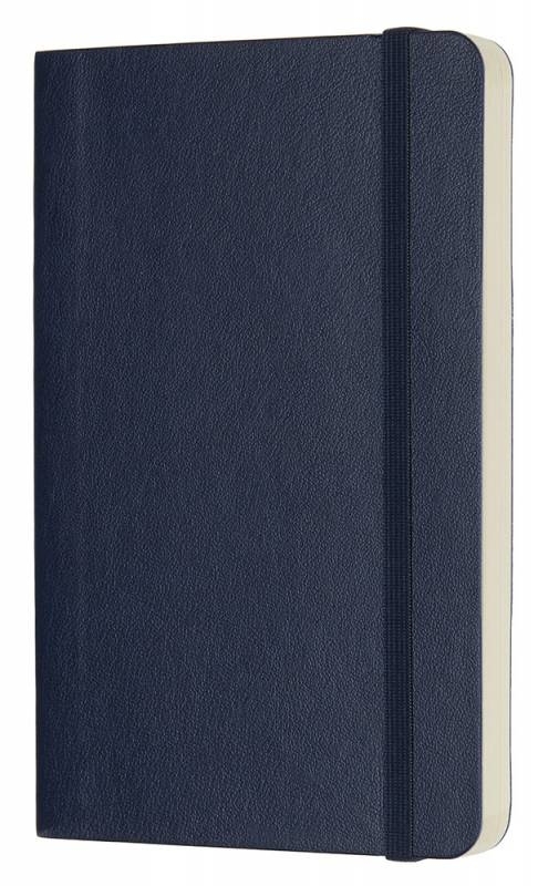 Блокнот Moleskine CLASSIC SOFT QP613B20 Pocket 90x140 мм, 192 страниц, нелинованный, мягкая обложка, фиксирующая резинка, синий сапфир