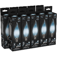 Лампа светодиодная Gauss LED Filament Свеча на ветру E14 7W 580lm 4100К 1/10/50