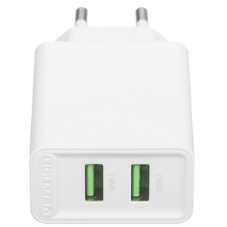 Сетевое зарядное устройство Vention на 2 порта USB (A+A) QC 3.0 белый