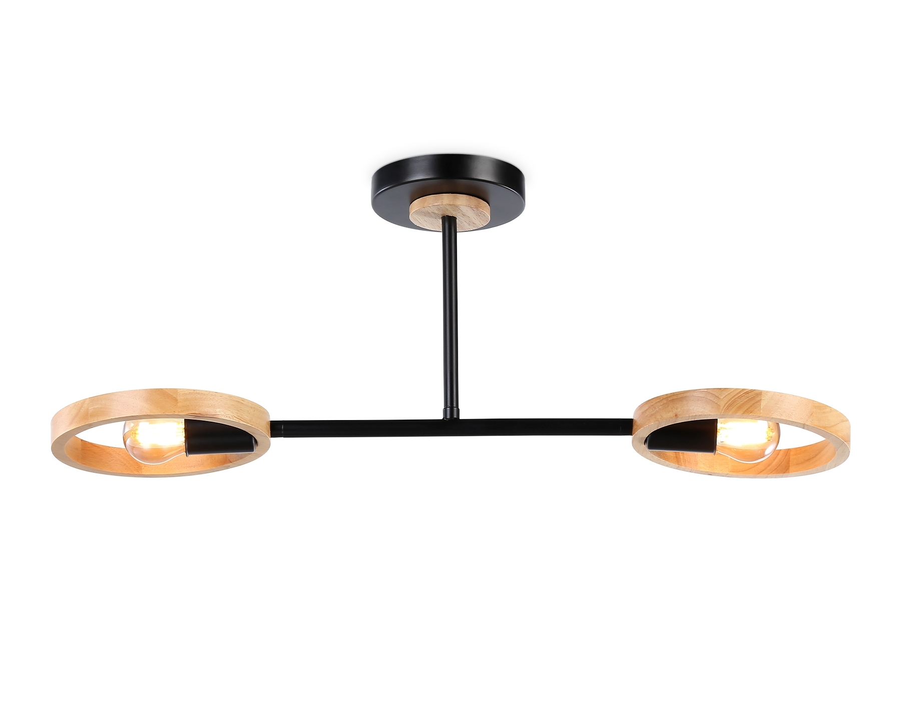Светильник Ambrella light TR8244/2 BK/LWD черный/светлое дерево E27/2 max 40W 590*165*220